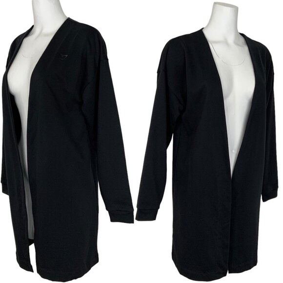 Gymshark x Whitney Simmons Oversized Robe XS Black Open Front Athleisure Lounge - Picture 3 of 12